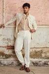 Buy_Piri India_Ivory Organza Embroidery Designer Jacket Set 