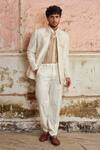 Shop_Piri India_Ivory Organza Embroidery Designer Jacket Set 