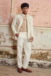 Buy_Piri India_Ivory Organza Embroidery Designer Jacket Set _at_Aza_Fashions