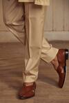 Piri India_Beige Doriya Dupion Bandhgala And Pant Set _Online_at_Aza_Fashions