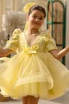 Fayon Kids_Yellow Net Bows Designer Dress _Online_at_Aza_Fashions