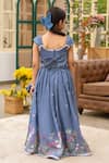 Shop_Fayon Kids_Blue Cotton Embroidery Designer Crop Top And Skirt Set _at_Aza_Fashions