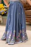 Shop_Fayon Kids_Blue Cotton Embroidery Designer Crop Top And Skirt Set _Online_at_Aza_Fashions
