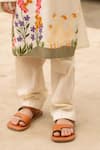 Fayon Kids_Off White Cotton Embroidery Designer Kurta Pant Set _Online_at_Aza_Fashions