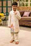 Buy_Fayon Kids_Off White Cotton Embroidery Designer Kurta Pant Set _at_Aza_Fashions