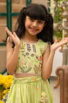 Buy_Fayon Kids_Green Cotton Tassels, Embroidery Designer Lehenga And Blouse Set _Online_at_Aza_Fashions