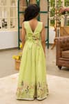 Shop_Fayon Kids_Green Cotton Tassels, Embroidery Designer Lehenga And Blouse Set _at_Aza_Fashions