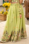 Shop_Fayon Kids_Green Cotton Tassels, Embroidery Designer Lehenga And Blouse Set _Online_at_Aza_Fashions