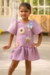 Buy_Fayon Kids_Purple Neoprene Designer Dress _at_Aza_Fashions
