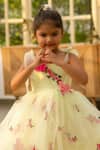 Fayon Kids_Yellow Net Embroidery Floral Dress _Online_at_Aza_Fashions
