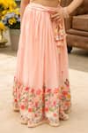Fayon Kids_Peach Cotton Embroidery Floral Lehenga Set _Online_at_Aza_Fashions