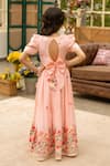 Shop_Fayon Kids_Peach Cotton Embroidery Floral Lehenga Set _at_Aza_Fashions