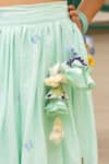 Fayon Kids_Mint Cotton Pom-poms Designer Blue Lehenga And Blouse Set _Online_at_Aza_Fashions