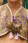 Fayon Kids_Brown Cotton Tassels, Embroidery, Ruffles Lehenga And Blouse Set _Online_at_Aza_Fashions