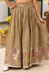 Buy_Fayon Kids_Brown Cotton Tassels, Embroidery, Ruffles Lehenga And Blouse Set _Online_at_Aza_Fashions