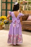 Shop_Fayon Kids_Purple Cotton Pom-poms, Embroidery Floral Lehenga Set _at_Aza_Fashions