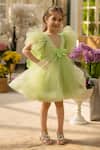 Buy_Fayon Kids_Green Net Bows Designer Dress _at_Aza_Fashions