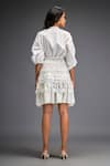Shop_Deepika Arora_White Cotton Collared Textured Blouse And Tiered Skirt Set _at_Aza_Fashions