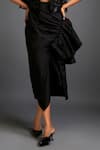 Buy_Deepika Arora_Black Taffeta Applique Round Neck Floral Jacket Ensemble _Online_at_Aza_Fashions