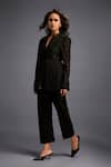 Buy_Deepika Arora_Black Ponte Roma Cut Work High Neck Geometric Cutout Jacket _Online_at_Aza_Fashions