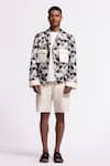 Balance By Rohit Bal_Ivory Linen Geometric Pattern Designer Jacket _Online_at_Aza_Fashions