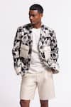 Buy_Balance By Rohit Bal_Ivory Linen Geometric Pattern Designer Jacket _at_Aza_Fashions