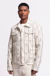 Buy_Balance By Rohit Bal_Ivory Linen Embroidery Floral Printed Designer Jacket _at_Aza_Fashions