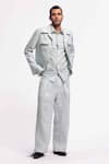 Buy_Balance By Rohit Bal_Blue Linen Designer Jacket _at_Aza_Fashions