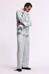 Shop_Balance By Rohit Bal_Blue Linen Designer Jacket _at_Aza_Fashions