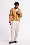 Buy_Balance By Rohit Bal_Yellow Linen Floral Print Jacket _Online_at_Aza_Fashions