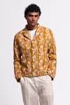 Buy_Balance By Rohit Bal_Yellow Linen Floral Print Jacket _at_Aza_Fashions