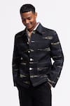 Buy_Balance By Rohit Bal_Black Linen Designer Jacket _at_Aza_Fashions