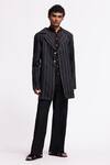 Balance By Rohit Bal_Blue Linen Indigo Striped Designer Jacket _Online_at_Aza_Fashions