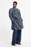 Buy_Balance By Rohit Bal_Blue Linen Floral Print Jacket _Online_at_Aza_Fashions
