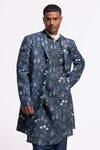 Buy_Balance By Rohit Bal_Blue Linen Floral Print Jacket _at_Aza_Fashions