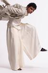 Balance By Rohit Bal_Ivory Linen Striped Jacket _Online_at_Aza_Fashions