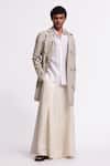 Buy_Balance By Rohit Bal_Ivory Linen Striped Jacket _at_Aza_Fashions