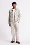Balance By Rohit Bal_Ivory Linen Floral Print Designer Jacket _Online_at_Aza_Fashions
