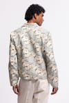 Shop_Balance By Rohit Bal_Ivory Linen Floral Print Designer Jacket _at_Aza_Fashions