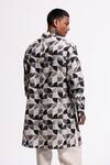 Shop_Balance By Rohit Bal_Ivory Linen Geometric Print Kurta _at_Aza_Fashions
