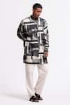 Buy_Balance By Rohit Bal_Ivory Linen Designer Abstract Print Kurta _at_Aza_Fashions