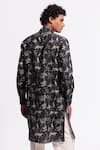 Shop_Balance By Rohit Bal_Black Linen Printed Kurta _at_Aza_Fashions