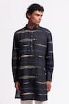 Buy_Balance By Rohit Bal_Blue Linen Indigo Designer Kurta _at_Aza_Fashions