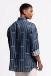 Shop_Balance By Rohit Bal_Blue Linen Embroidery Designer Shirt _at_Aza_Fashions