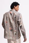 Shop_Balance By Rohit Bal_Gray Linen Embroidery Floral Print Designer Shirt _at_Aza_Fashions