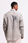 Shop_Balance By Rohit Bal_Ivory Linen Embroidery Striped Designer Shirt _at_Aza_Fashions