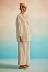 Buy_Ahmev_Ivory , , Embroidery Mandarin Collar Shirt _at_Aza_Fashions