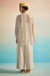 Shop_Ahmev_Ivory , , Embroidery Mandarin Collar Shirt _at_Aza_Fashions