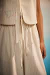 Ahmev_Ivory Chanderi Round Neck Reversible Vest _at_Aza_Fashions