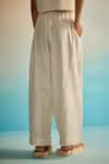 Shop_Ahmev_Ivory Chanderi Cotton Hama Akari Stripe Pant _at_Aza_Fashions